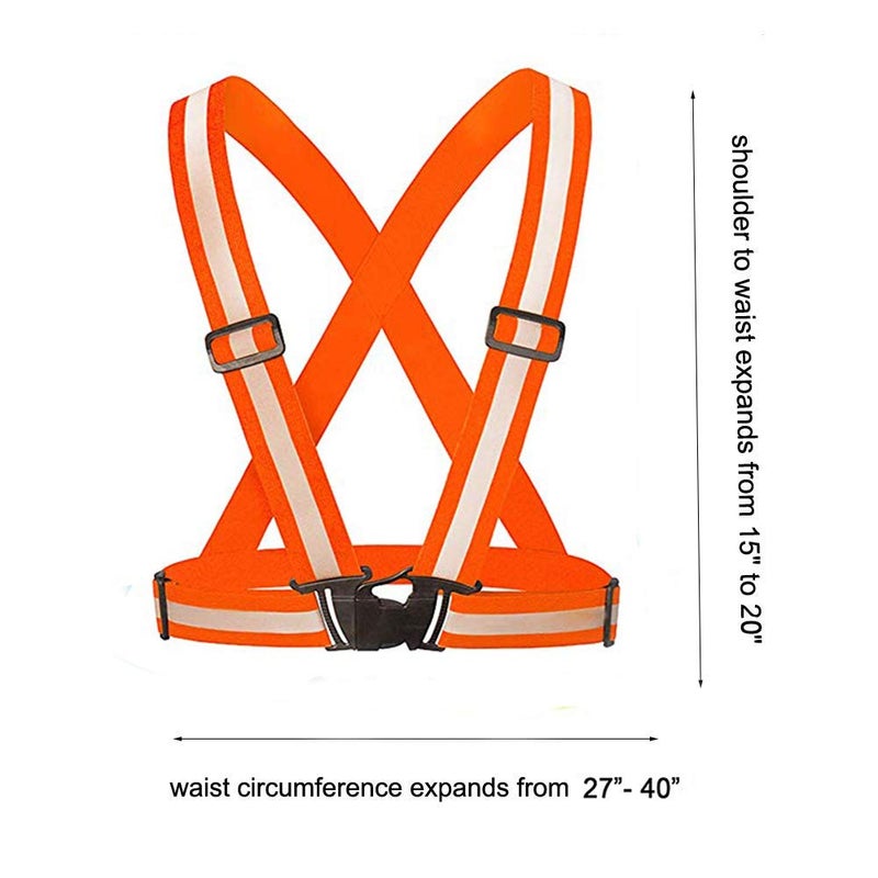 Chiwo Reflective Vest Running Gear 2Pack, High Visibility Adjustable Safety Vest for Night Cycling,Hiking, Jogging,Dog Walking(Color Ornage) - Image 2